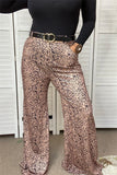 YMY12068 Leopard printed bell bottom women pants