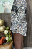 DLH13755 Leopard print rhinestone black tassel/fringe denim women coat/jacket