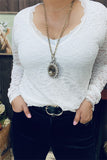 BQ15441 White lace w/lining deep v-neck long sleeve women tops