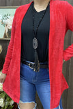 XCH15145-1 Red fabric long sleeve women cardigan /sweater