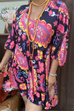 BQ15410 Paisley multi color printed 3/4 sleeve/elastic cuff side pockets women dresses