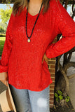 XCH15795 Sequin long sleeve women tops w/red lining