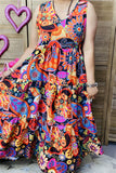 XCH15848 Paisley&floral graphic multi color printed sleeveless  women dress