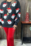 MY15294 Santa Claus for Christmas knitted black long sleeve women sweater wholesale for winter