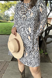 BQ15488 Multi color leopard printed w/side pockets long sleeve women dresses