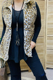 BQ15492 Wholesale brown leopard printed fleece women vest w/zipper