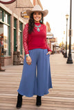 Red sheer & rhinestone checkered long sleeves women top XCH16872 IS5