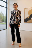 Plus size marble pattern printed long sleeve women blouse GJQ16426(BS2)