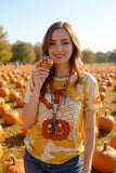 HOWDY PUMPKIN boots printed short sleeve women top XCH13649