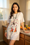 Lighy grey halloween boot ghost printed short sleeve women dress XCH13676