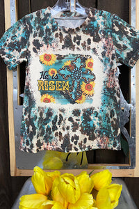 HE IS RAISEN sunflower printed girl t-shirt DLH1212-1