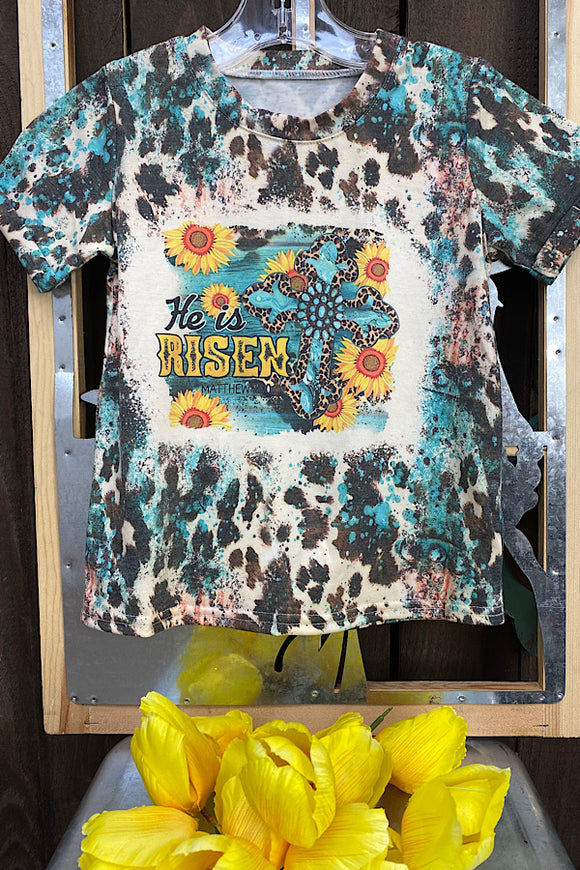 HE IS RAISEN sunflower printed girl t-shirt DLH1212-1