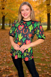 Western cactus printed short sleeve women t-shirt GJQ16614
