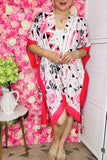 Wholesale floral duster Pink floral multi color printed women's kimono BA10869
