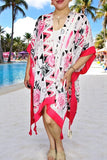 Wholesale floral duster Pink floral multi color printed women's kimono BA10869