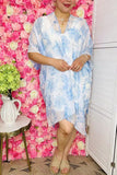Women's duster wholesale Blue/white floral printed kimonos BA8648