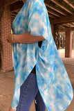 BA8651 Blue tie dye printed women kimono