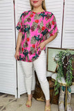 Women's t-shirt wholesale Pink leopard & western printed short sleeve blouse BQ1025 (GS9)