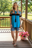 Western snake/leopard & sunflower turquoise women's boutique top BQ10627 (DS7)