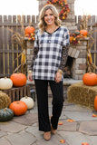 Western checkered & leopard patchwork boutique women's top BQ11648 CS13