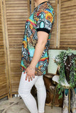 T-shrit wholesale Thunderbird serape & animal print short sleeve women's top BQ12453 (GS8)