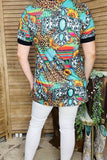 T-shrit wholesale Thunderbird serape & animal print short sleeve women's top BQ12453 (GS8)
