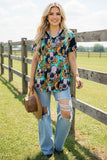 Western leopard & cow & sunflower short sleeve women's boutique top BQ12527 (GS3)