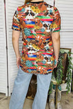 Western women's t-shirt wholesale Serape & cow jewels printed w/short sleeve BQ12530 IS19