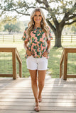 Western cactus print short sleeve women's boutique top Southern Stitch BQ13351 (CS7)
