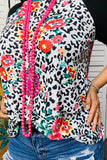 Leopard & flower printed raglan short sleeve t-shirt BQ13549S