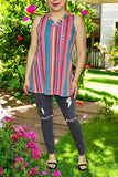 Women's clothing wholesale Aztec & striped printed sleeveless tops BQ14013 (GS5)