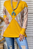 BQ14390 Aztec printed & yellow long sleeve top