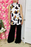 Western women's clothing suppliers cow printed sleeveless tops BQ14412 (DS8)