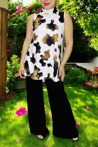 Western women's clothing suppliers cow printed sleeveless tops BQ14412 (DS8)