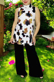Western women's clothing suppliers cow printed sleeveless tops BQ14412 (DS8)