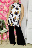 Western women's clothing suppliers cow printed sleeveless tops BQ14412 (DS8)