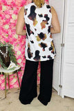 Western women's clothing suppliers cow printed sleeveless tops BQ14412 (DS8)