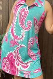 BQ14561 Pink paisley prints sleeveless women dress