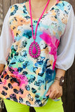BQ14866 Multi color western prints women top with 3/4 sleeves