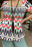 BQ15020 Aztec prints short sleeve women top