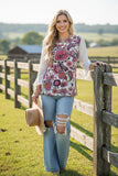Western paisley print chiffon/ruffle long sleeve women's boutique top BQ15284 ES9