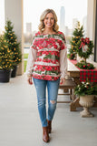 Western patchwork "Merry Christmas" & beige women's boutique top BQ15376 AS15