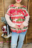 "Merry Christmas" printed w/beige solid color long sleeve women tops BQ15376 CS10