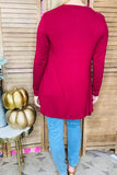 Burgundy long sleeve baby doll women top w/ irregular bottom BQ15412 BS10