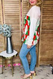 Red/green Christmas tree printed drop shoulder long sleeve women shirts BQ15418 DS8