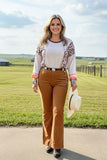 Western brown straight corduroy bottom women's boutique pant BQ15438-1 GS13