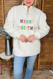 "MERRY CHRISTMAS"embroidery sherpa women coat with zipper BQ15440