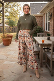 Western olive green ribbed knitted fabric crop women's boutique sweater BQ15469 AS3