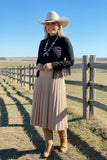 Western black crop long sleeve women's boutique top w/tassel BQ15470 DS2