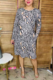 Multi color leopard printed w/side pockets long sleeve women dresses BQ15488 AS2